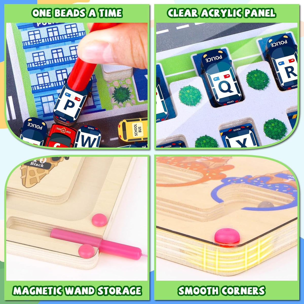 Ice Cream Magnetic Color and Number Maze - Magnet Toys - Ice Cream + Parking Lot - image 3