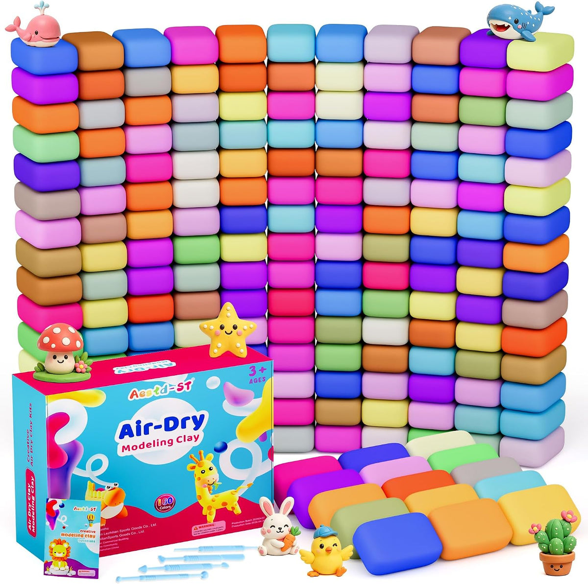 Aestd-ST Air Dry Clay 66 Colors, Modeling Clay for Kids - 180
