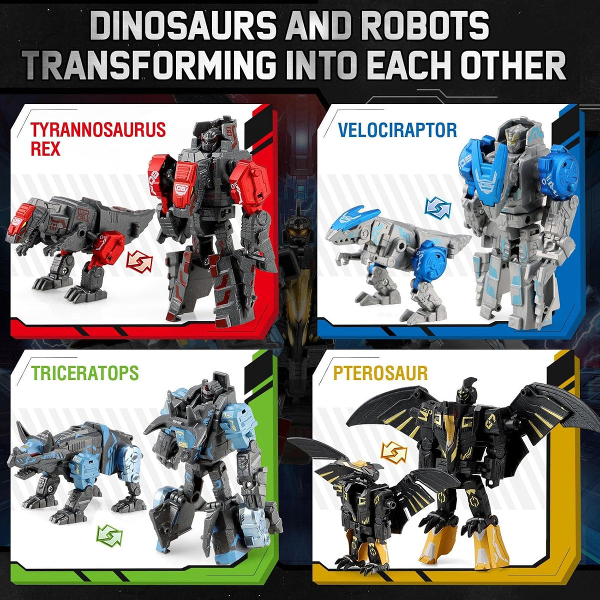 JONEG transforming robot dinosaur 4-in-1 STEM toy set for kids ages 6 to 10 - view 3