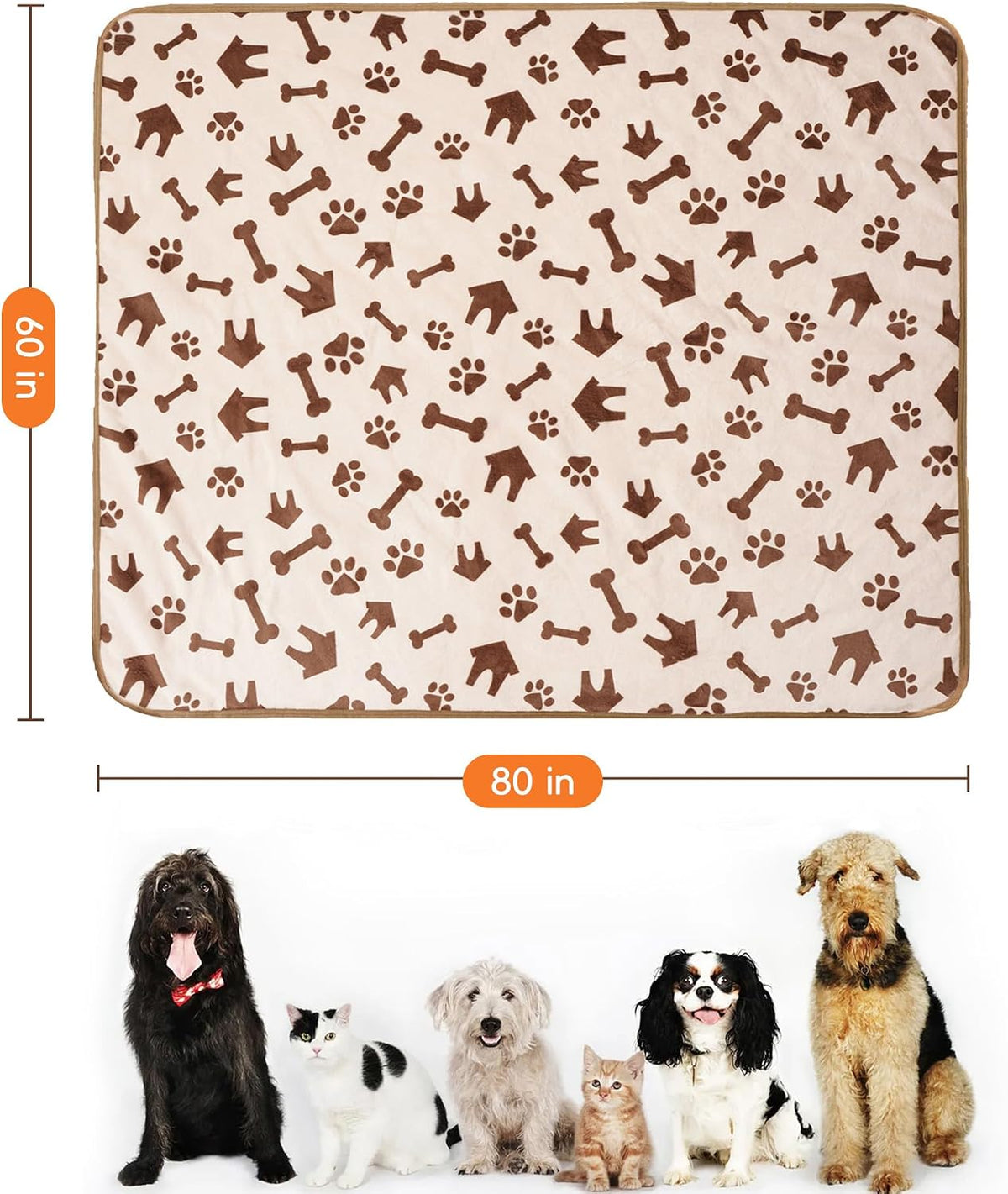 Waterproof Dog Blankets for Large Dogs 50"x60" Dark Grey – Essentials for Dogs - Beige-house / 60"x80"