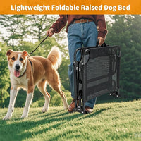 Elevated Dog Bed, Foldable Raised Dogs Bed Outdoor Dog Cots Beds for Large Dogs Cooling Outside Camping Chew-Proof No Assembly Need, Black