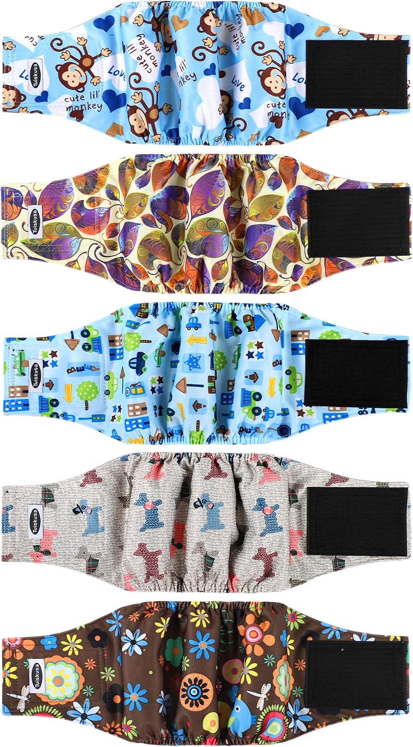 Tuiskusa Male Dog Diapers - Monkey Dog Leaf / X-Small