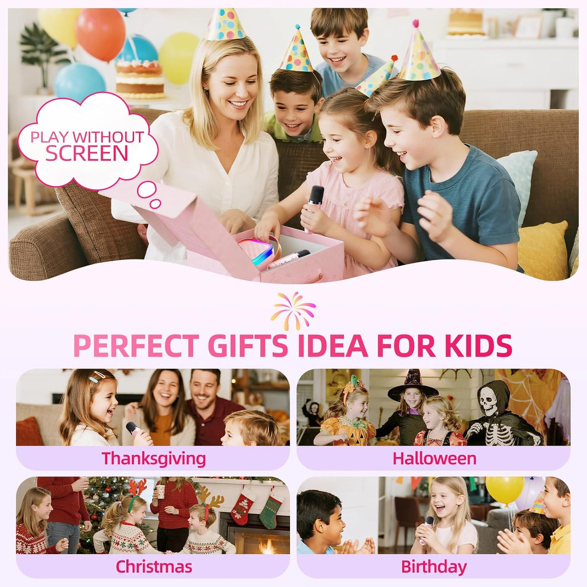 Kinglucky Mini Karaoke Machine for Kids - Pink - image 4