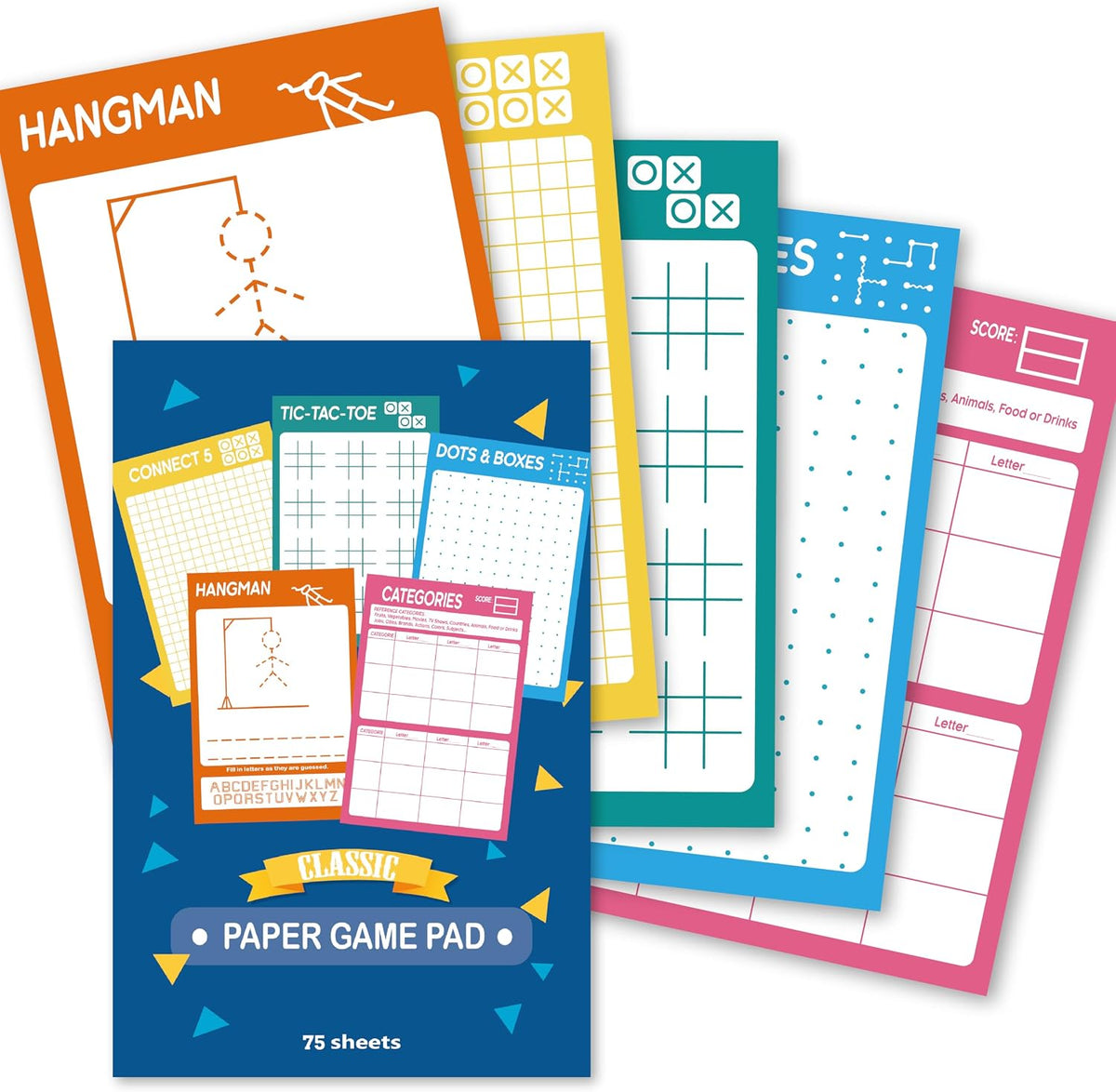 GRANDLMOON 5 Portable Travel Game Activities Pad On The Go Plane Trip - 9"X6"