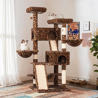 SHA CERLIN 65in Larger Cat Tree Tower Condo for Indoor - Leopard Print