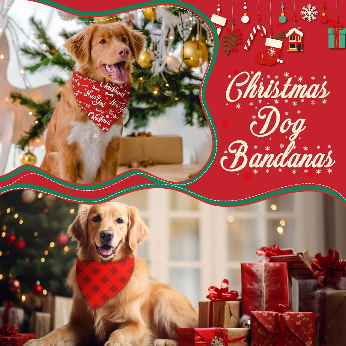 Chunful 100 Pcs Fall Dog Bandanas Bulk Maple Leaf Print Autumn Pet - Red white / 31.5 x 21.7 x 21.7" - image 4