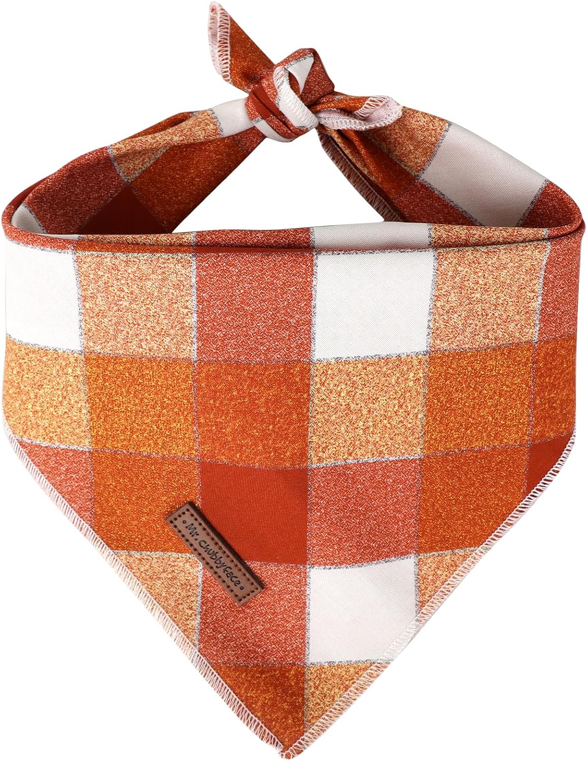 MR. CHUBBYFACE Fall Orange Plaid Dog Bandanas Reversible Triangle - C:Red Plaid / L