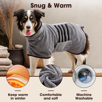 Microfiber Dog Bathrobe, Super Absorbent Dog Drying Coat – Essentials for Dogs - Black / XX-Large - image 2
