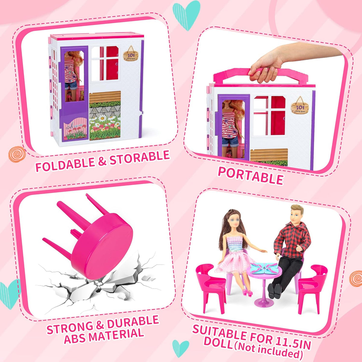 Style Shine Foldable Doll House - 1-Story House - image 4
