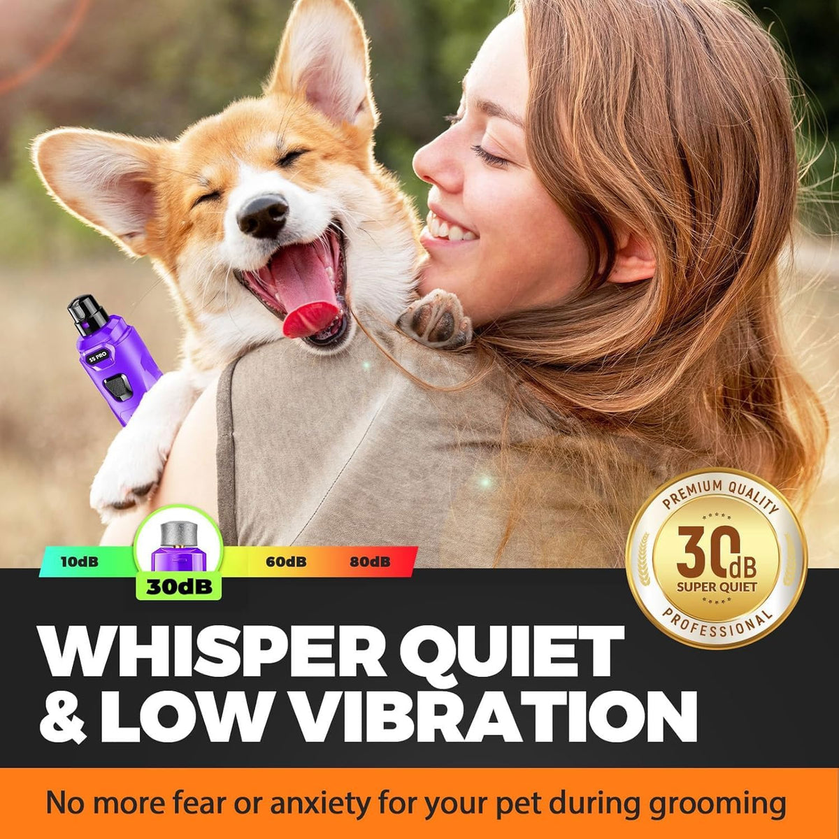 Whisper Quiet Dog Nail Grinder Safe & Stress-Free for Sensitive Dogs - Purple - image 2