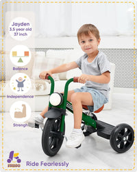 KRIDDO Tricycle for Toddlers 2-5 Years: Rubber Front Wheel - Green - image 2