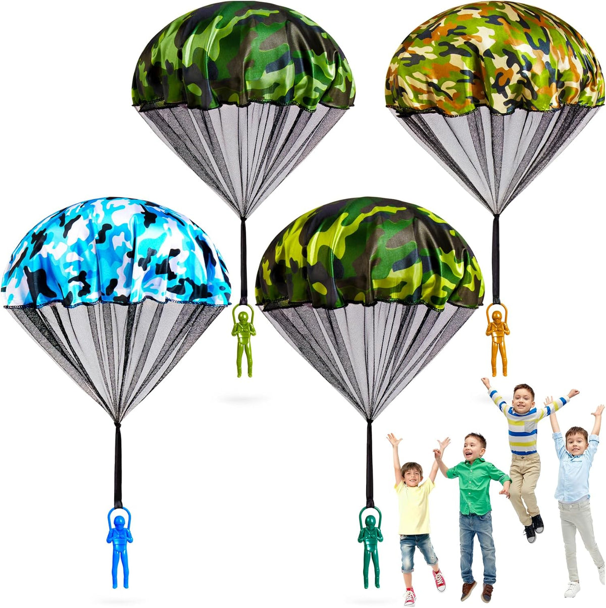 Yeeeasy Tangle-Free Parachute Toys for Kids Outdoor Flying Game - Standard 4Pcs