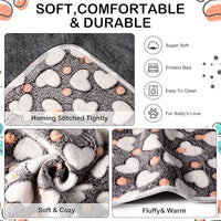 Reginary 4 Pcs Waterproof Guinea Pig Blankets Washable Small Animal Fleece Bedding Absorbent Guinea Pig Cage Liners Reusable Pet Pee Pad Sleep Mat for Hamster Ferret(Heart Pattern,35 x 24 Inch)