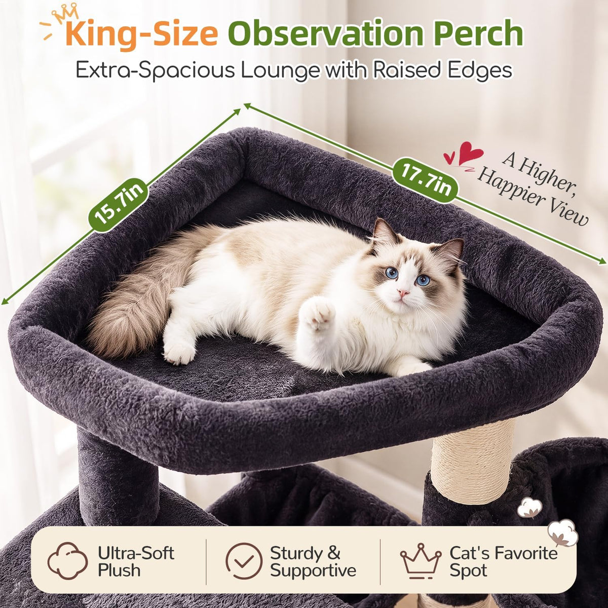 Globlazer F70 Pro Heavy Duty Cat Tree Tower for Indoor Cats Large - Dark Grey / L - image 2