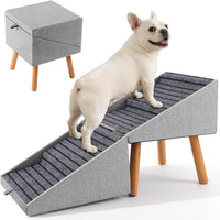 17" H Split Ottoman Dog Ramp for Couch - 17.13" H- Light Grey