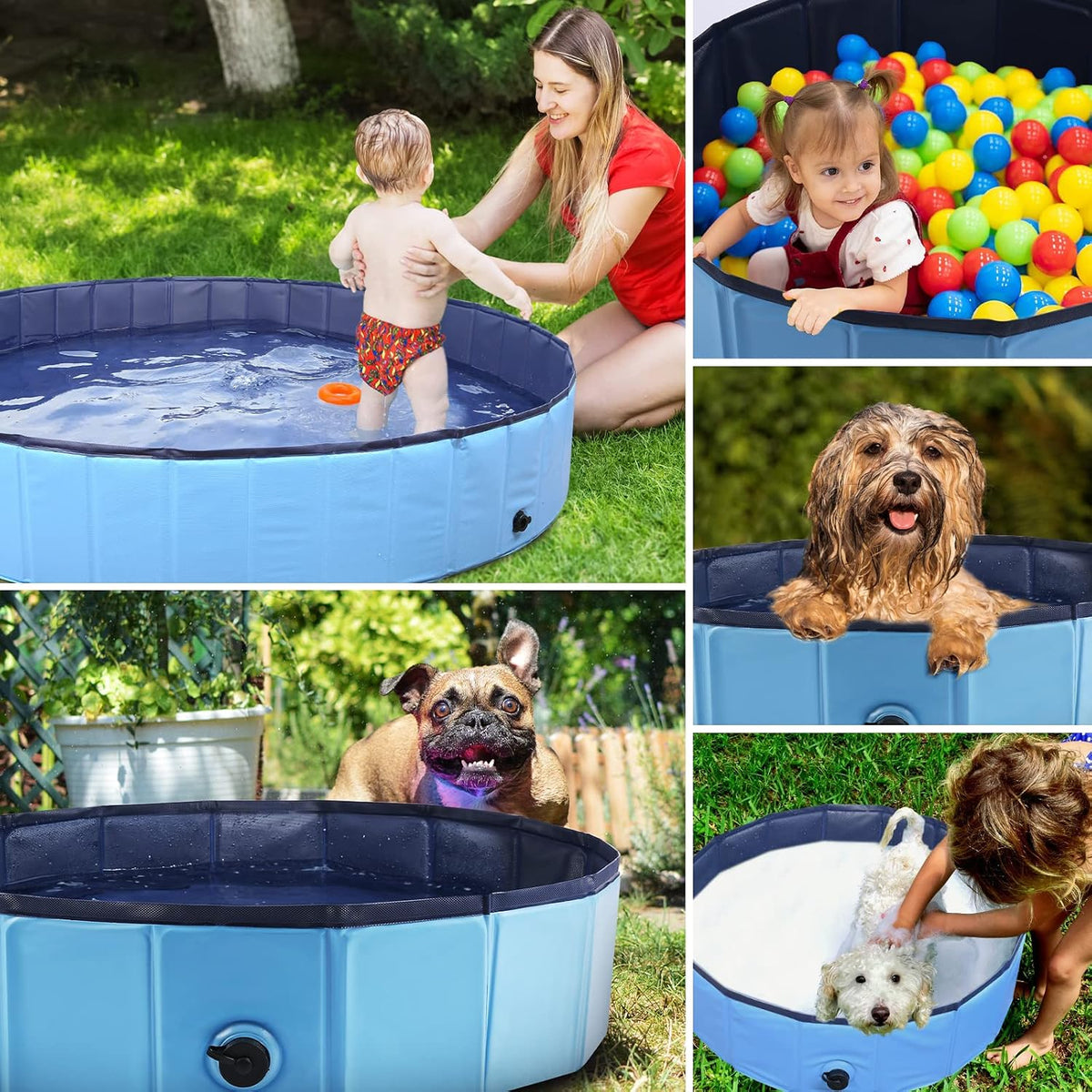 Foldable Dog Pool, Portable Pet Bath Tub and Kiddie Swimming Pool – Essentials for Dogs - 48"-L / Blue - image 2