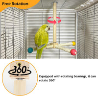 Bird Perch Toy, Kiln-Dried Wood Interactive 360° Spinning Cage Toy – Essentials for Birds - Large (no bells) - image 4