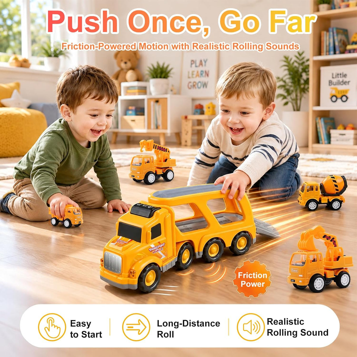 Nicmore Construction Truck Toys for Toddler: 5-in-1 Set with Siren - image 2