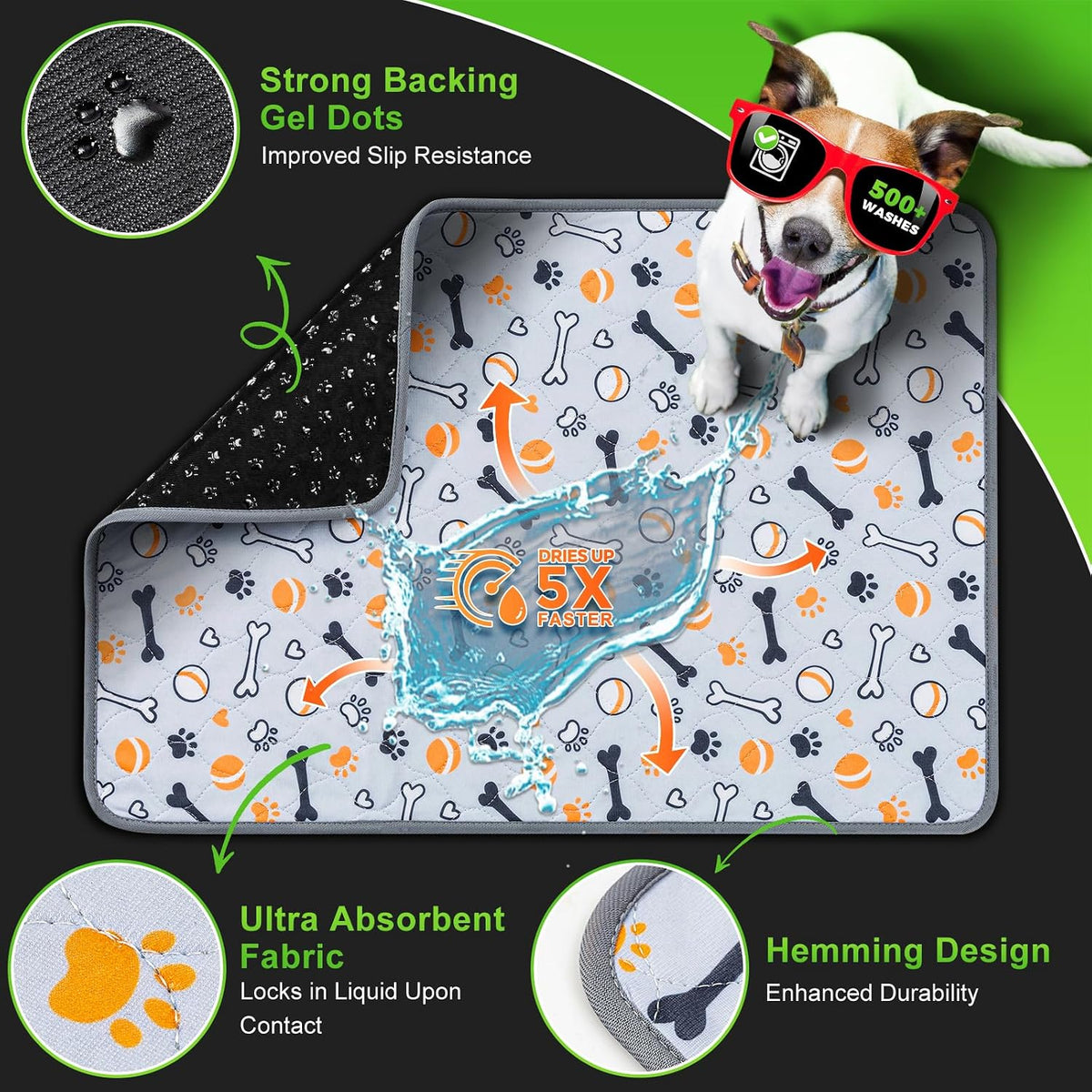 Hompet Dog Grass Pad with Tray Large, 35"x22.5" - Gray / 34 x 21" - image 4