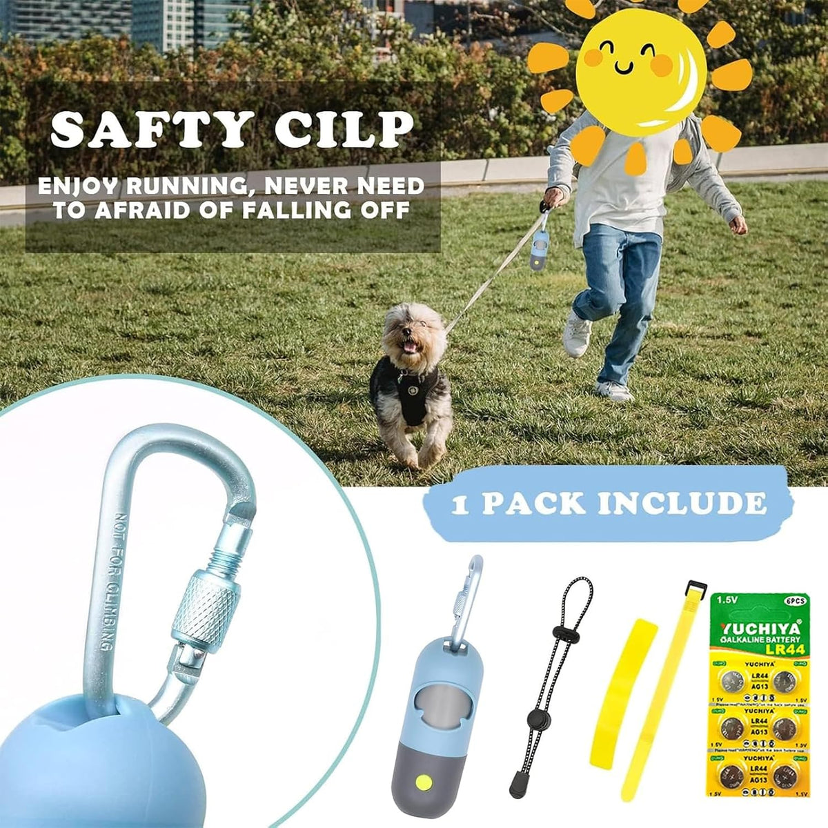 Dog Poop Bags Holder with LED Flashlight - Sky Blue / 15 Count (Pack of 1) - image 4