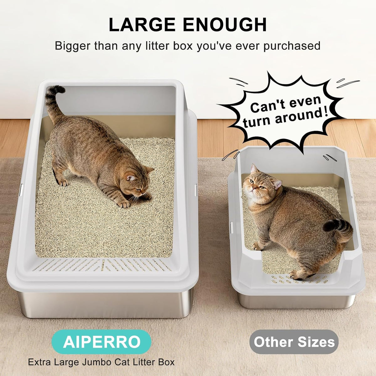 AIPERRO Stainless Steel Litter Box - Silver Grey / XXX-Large - image 2