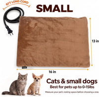 Cat Heating Pad, Heated Cat Bed, MET Safety Listed - Brown / Small: 16" x 13" x 1.6" - image 4