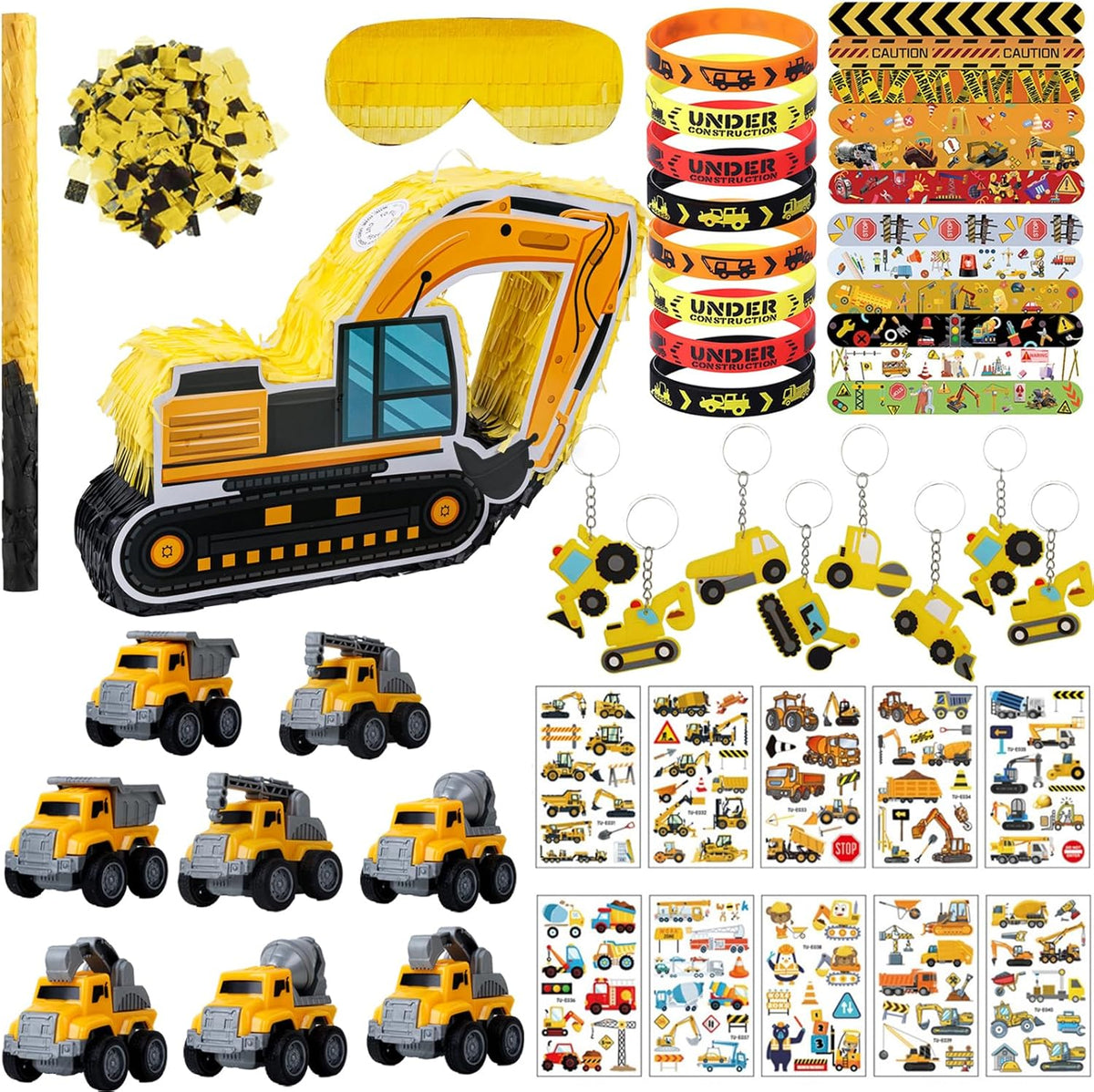 FIGEPO construction dump truck pinata for kids birthday parties, 16.5 inch