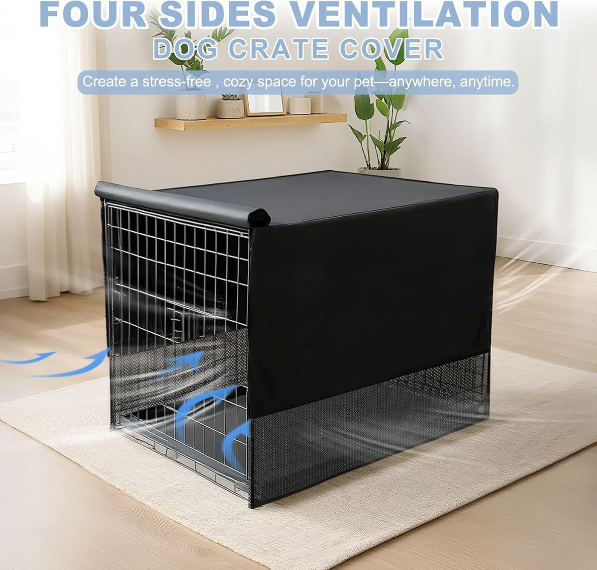 Explore Land Breathable Dog Crate Cover - 24"L x 18"W x 20"H / Black+Black - image 2