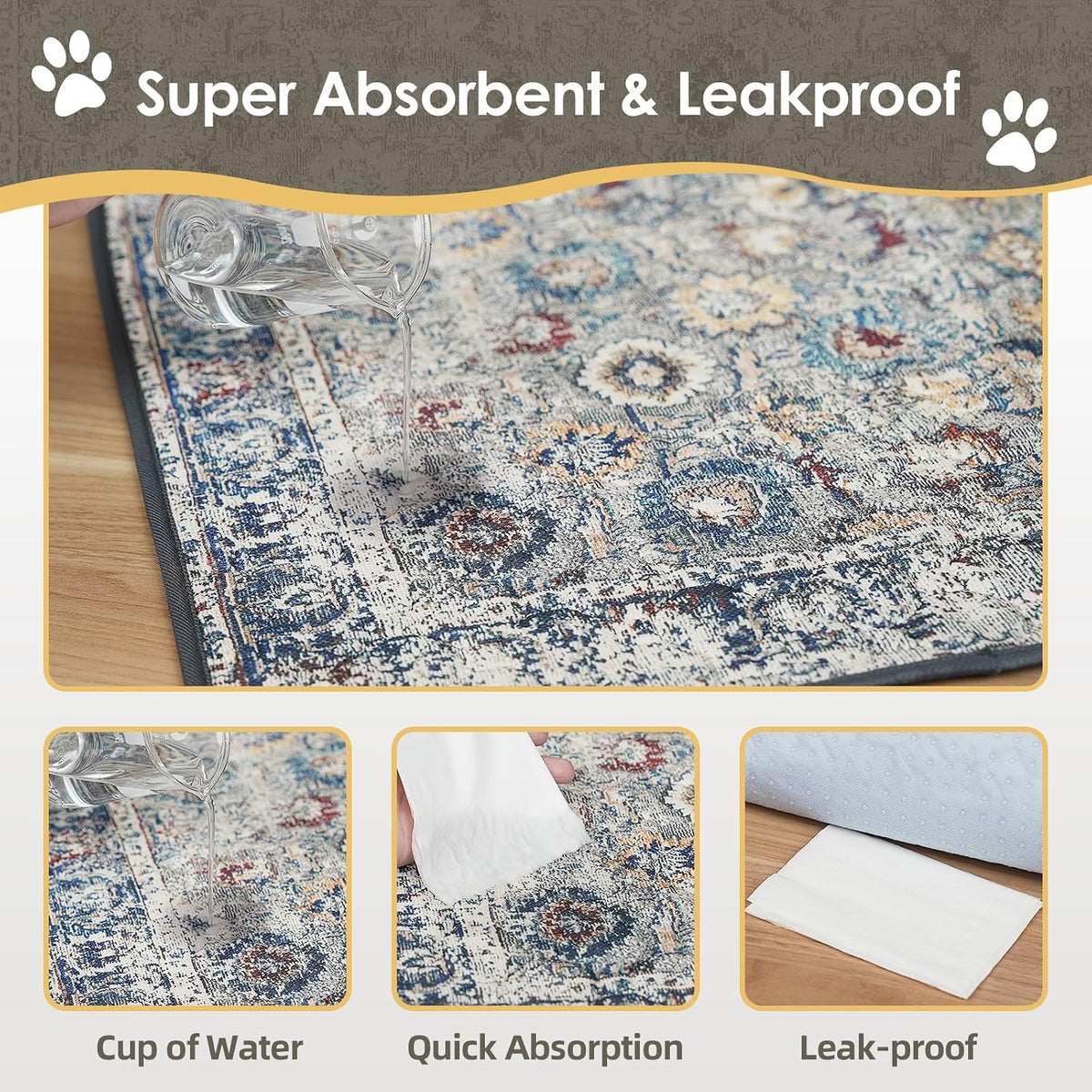 Washable Pee Pad for Dogs - Vintage / 24" x 32" (1 Pack) - image 4