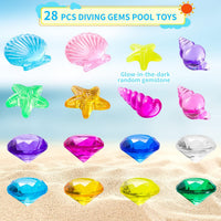 Colorful acrylic diving gem pool toys with pirate treasure box - view 3