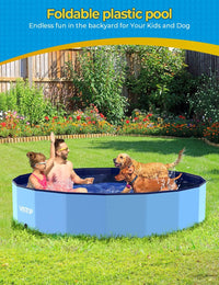 VISTOP Extra Large Foldable Dog Pool XXL - 3XL- 77" x 16" / Blue - image 4