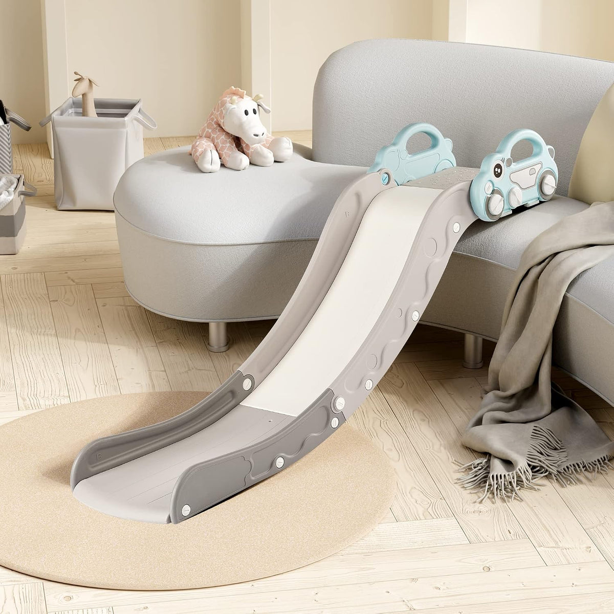 Indoor Kids Baby Couch Slide for Toddler 1-3 - Blue