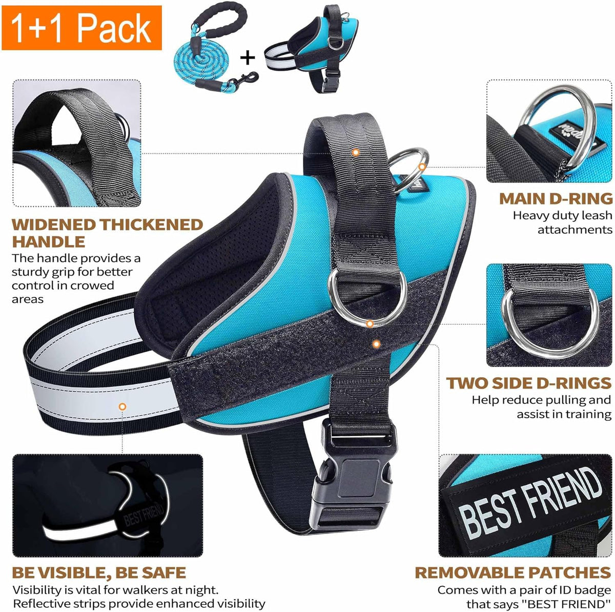 Haapaw Essential Dog Harness - L / Blue - image 2