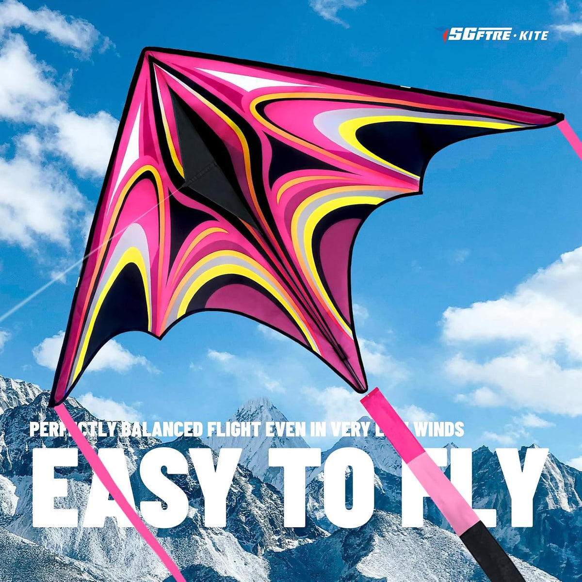 Kite, Large Delta Kites for Kids and Adults - Pink - image 3