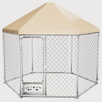 Outdoor Dog Kennel with Cover, Large Dog Run Fence House Big Cage Pen Enclosure, Heavy Duty Dogs Play Cage Pen Kennel (110" L x 95" W x 92.8" H)