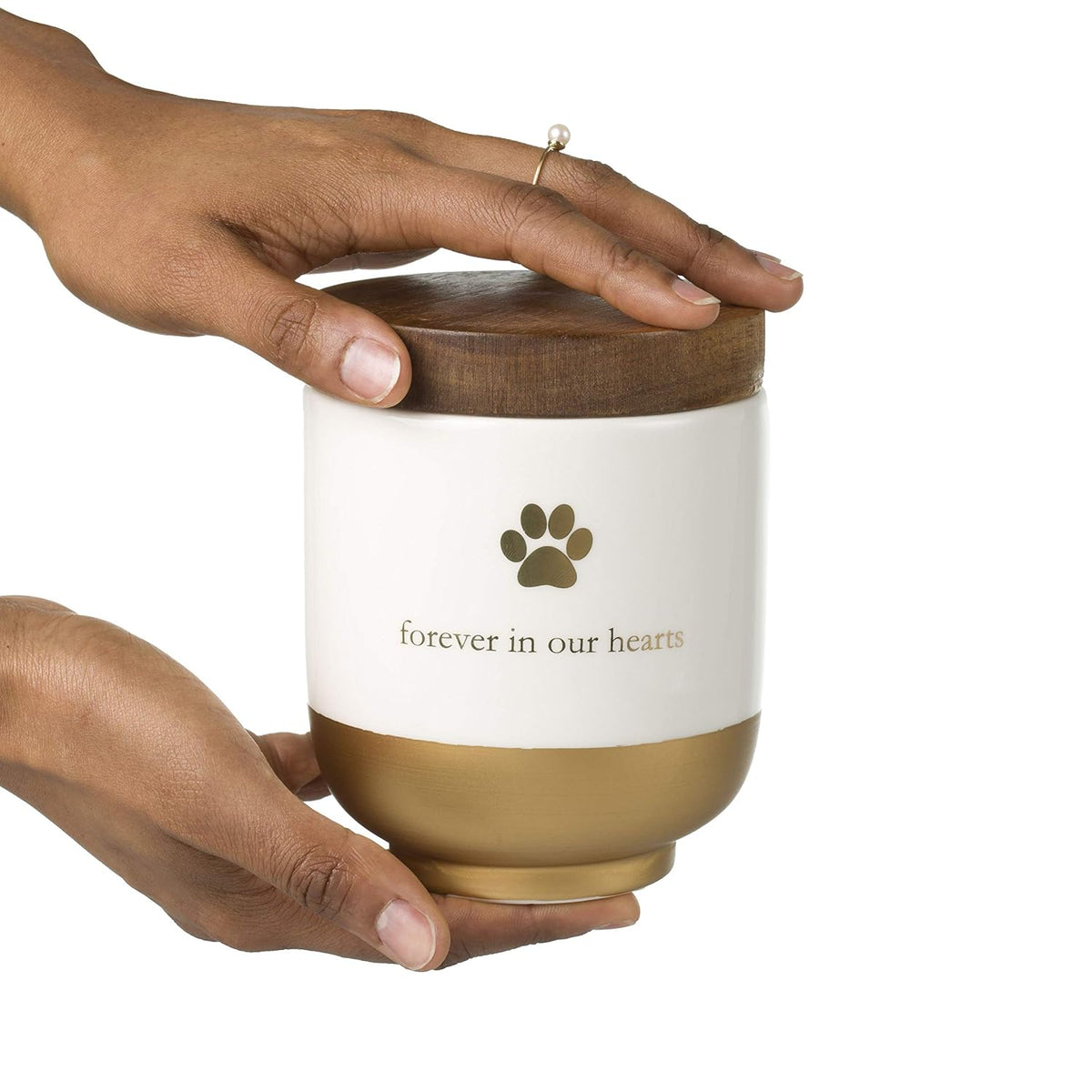 Pearhead Pet Ceramic Forever in Our Hearts Urn, Pet Memorial - Gold My Heart Urn - image 4