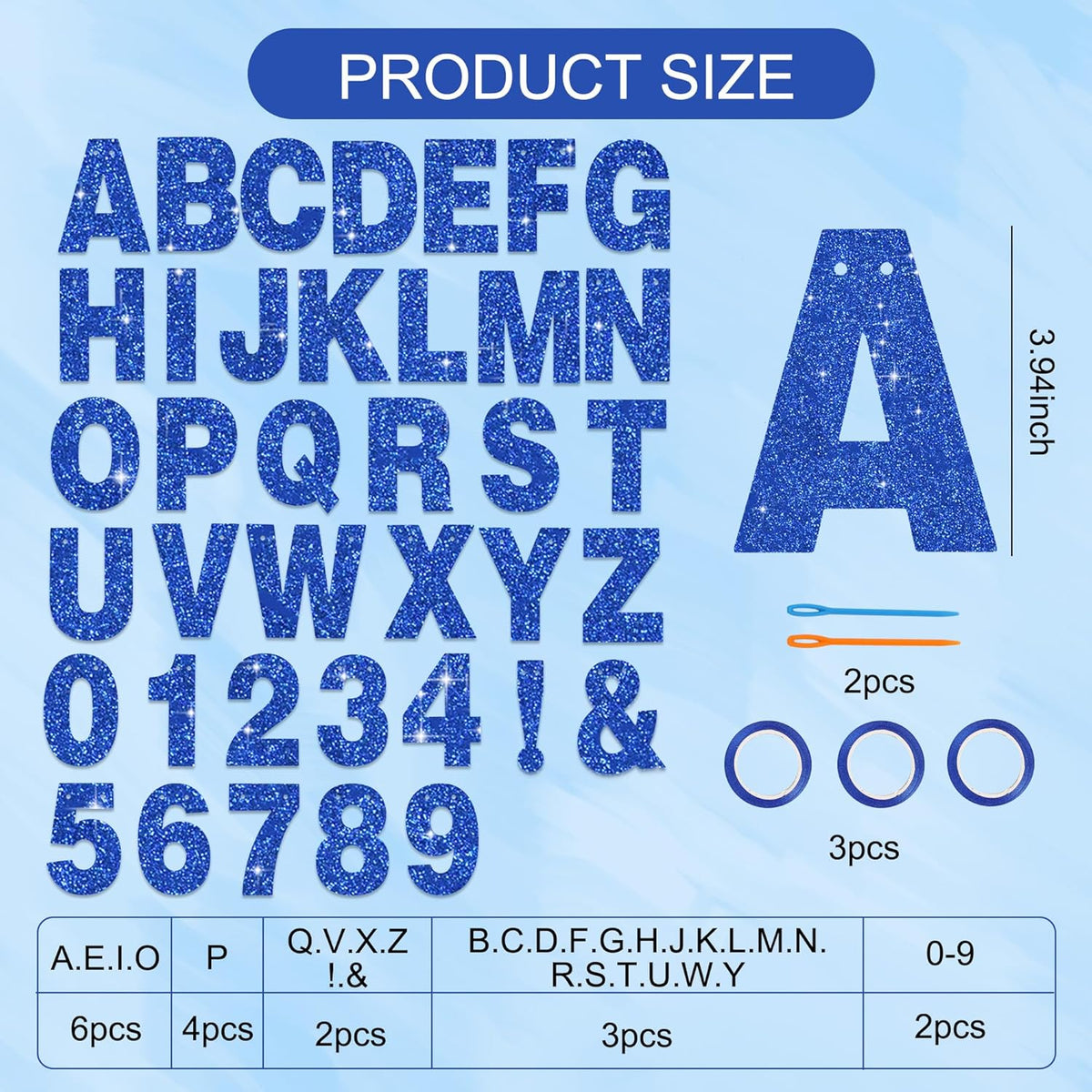 BEISHIDA 116 PCS A-Z DIY Letter Custom Banner Birthday Party Decor – Fun for Kids & Family - Glitter Blue - image 2