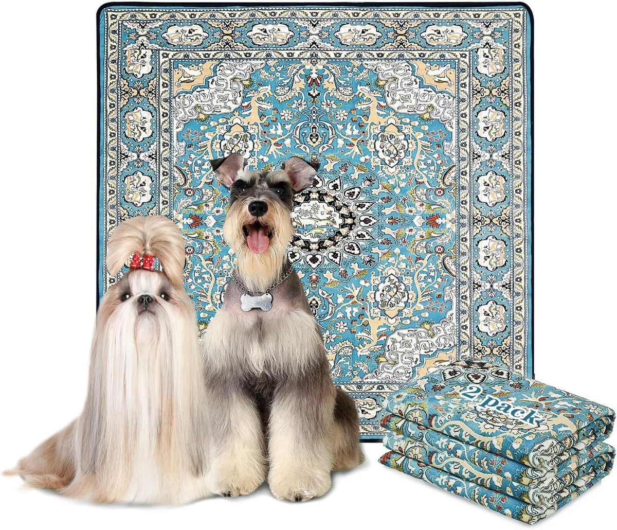 Washable Pee Pads for Dogs, Reusable Puppy Pads 36"x 41" 2 Pack – Essentials for Dogs - Medallion Blue / 36"*36"(Pack of 2)