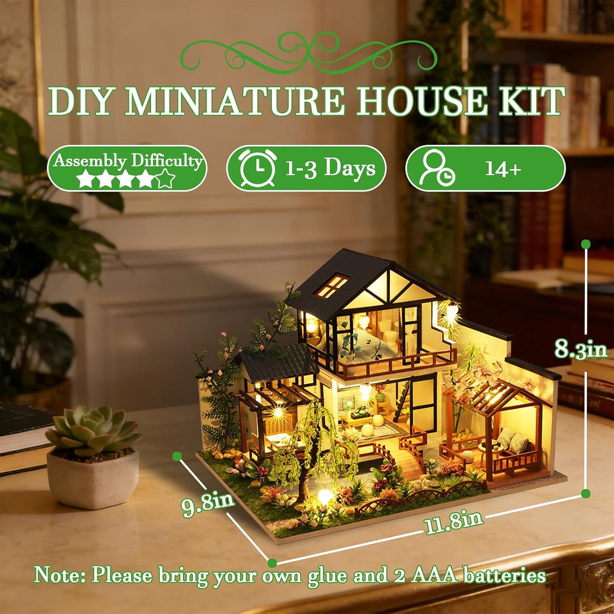 OZJAY Warm Christmas Lodge miniature house kit for adults with LED lights - view 24