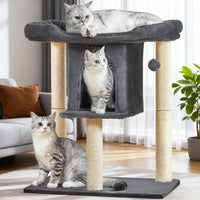 Cat Tree Tower Scratching Post for Indoor Large Adult Cats with Perch - Dark Grey / 28 Inches