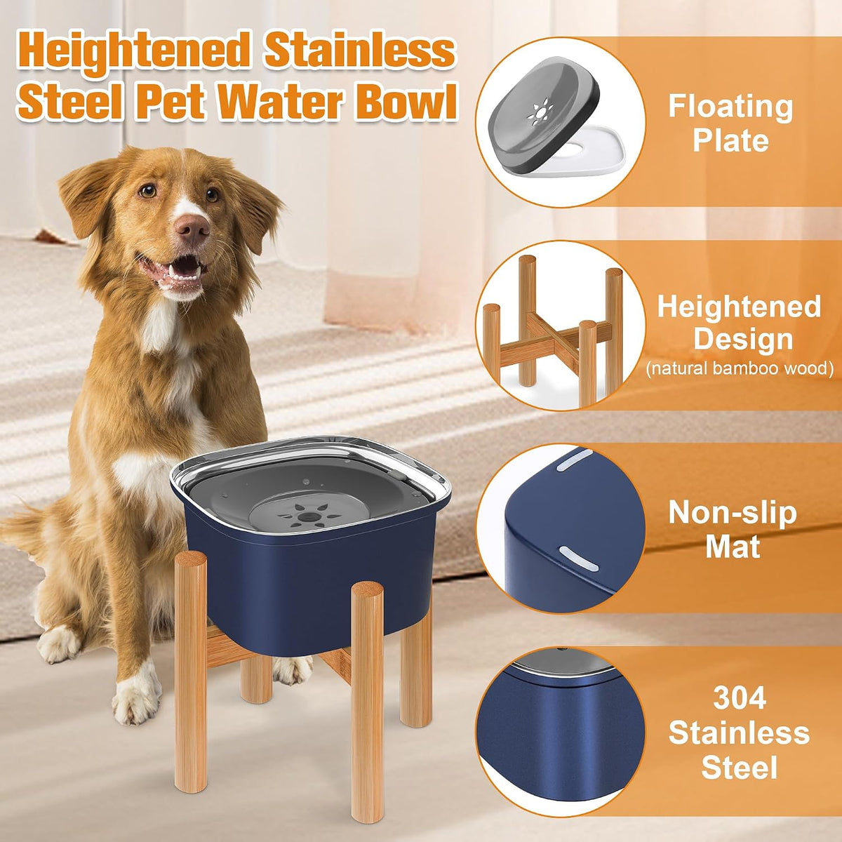 3L Elevated Dog Water Bowl - Blue - image 3