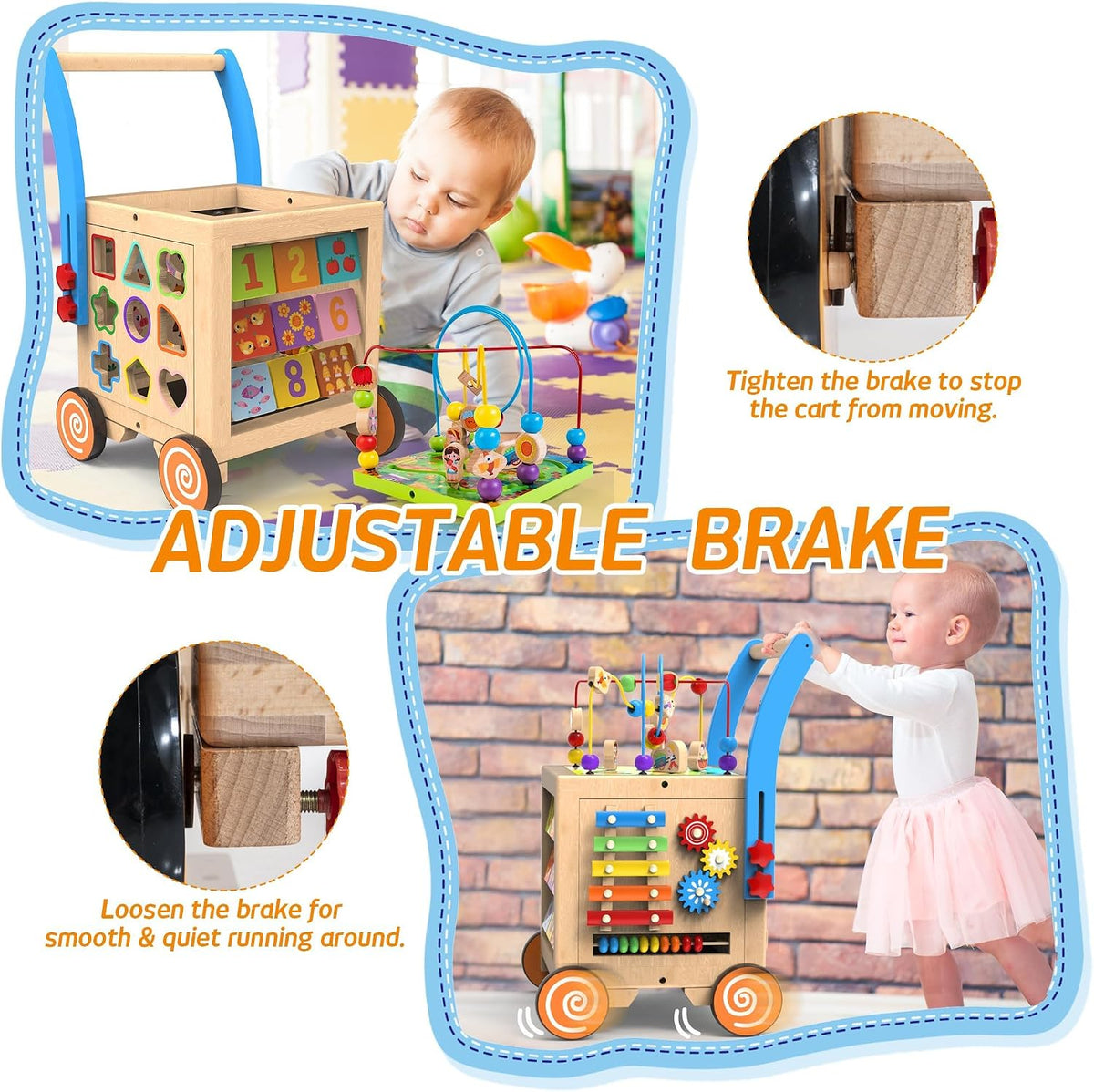 9-in-1 Wooden Activity Cube Walker for 1 Year Old - Neutral - image 3
