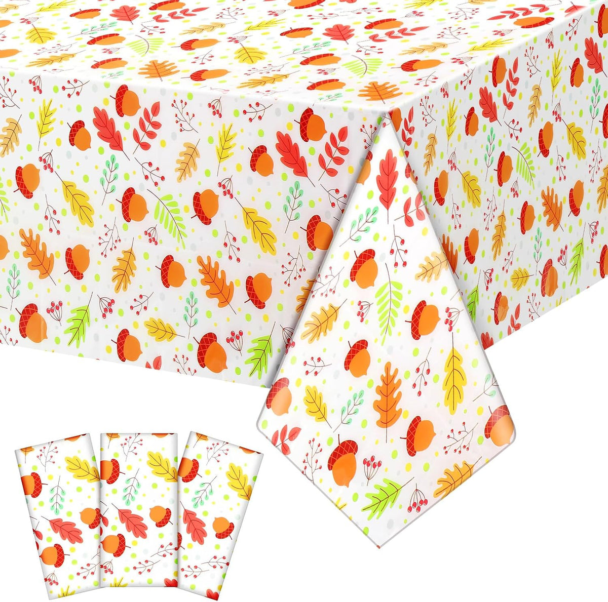 Newwiee 3 pack Halloween plastic tablecloths with candy corn print, 108 x 54 inches - view 9