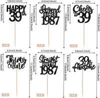 24PCS Black Happy 50th Birthday Cupcake Toppers Fifty Straight Outta - Black / 39th - image 2