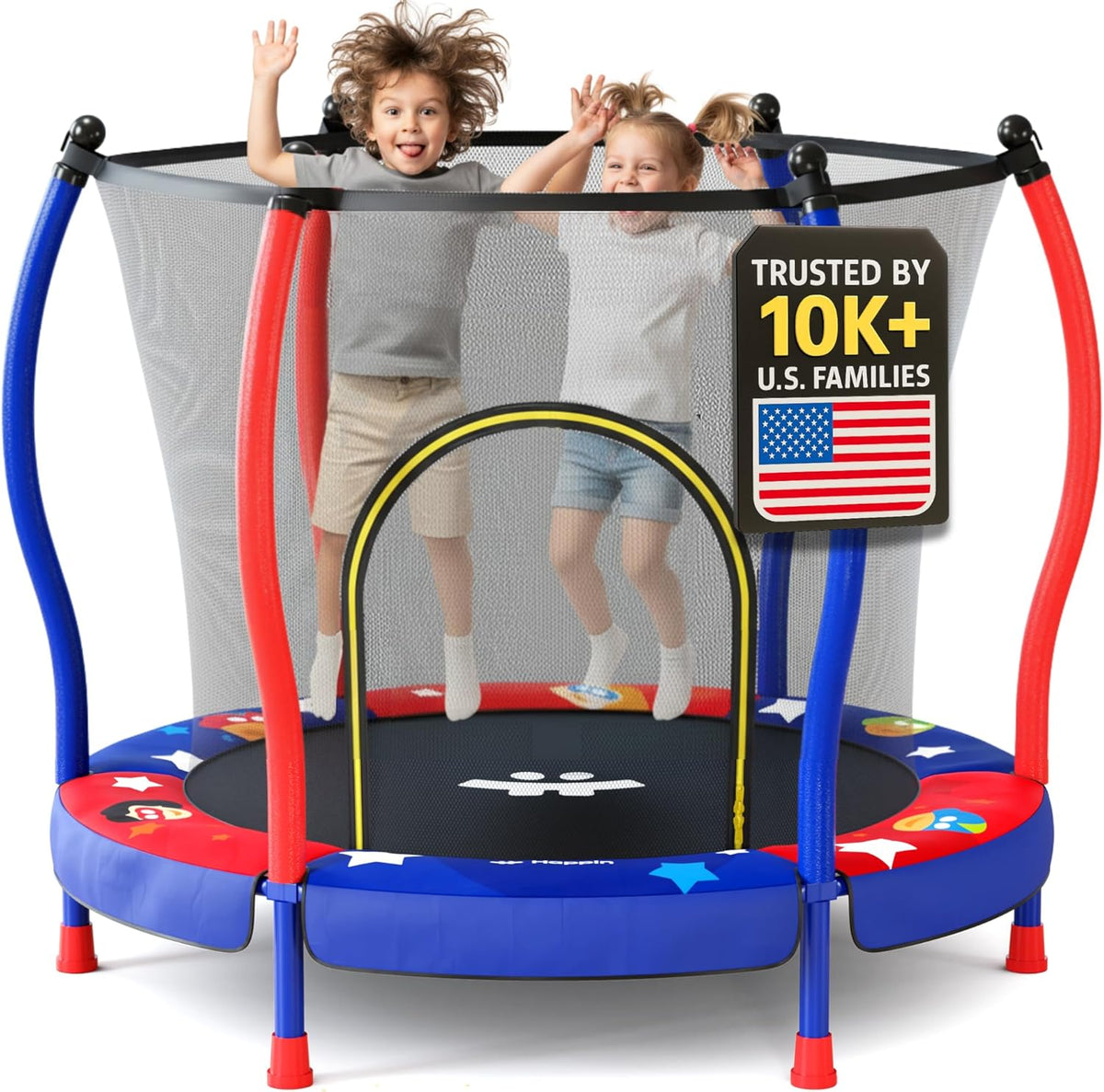 Happin 55’’ Trampoline for kids Safety Enclosure - Blue-Red / Classic