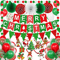 Fecedy Happy Halloween Banner Triangular bunting Paper flower fans - Christmas,red Green