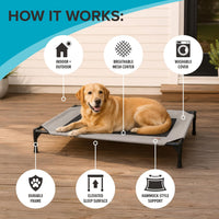 K&H Outdoor Elevated Dog Bed for Small & Medium Pets, Tan - Chocolate/Black Mesh / Jumbo 56"L x 38"W - image 4