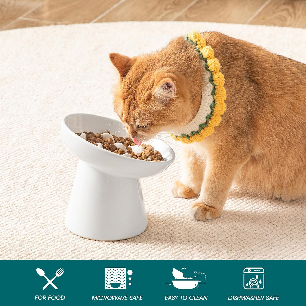vancasso Ceramic Slow Feeder Cat Bowl - White - image 3