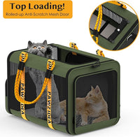 PAWZIDEA Expandable Pet Carrier with Wheels, 24x16x16in Large Cat Carrier for 2 Cats, Soft-Sided Dog Carriers for Small Medium Dog, Collapsible Rolling Travel Bag w/Telescopic Handle, XL Stroage Bag