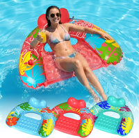 SEETOHOME 3 pack inflatable pool float chairs for adults in blue, green and pink - view 2